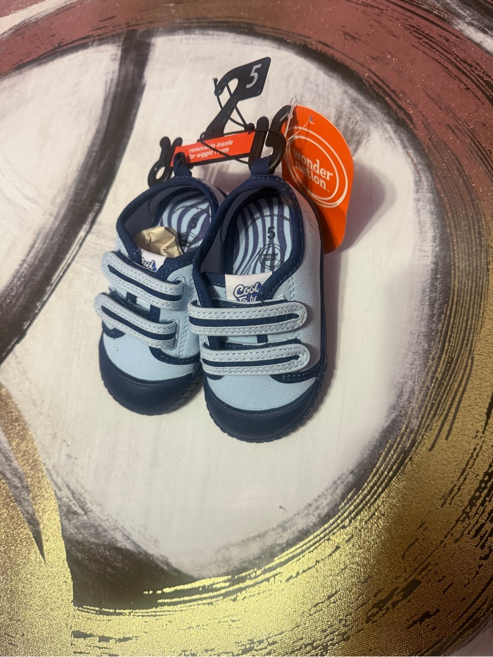 Wonder Nation Light Blue & Navy Kids Sneakers - Velcro Closure
